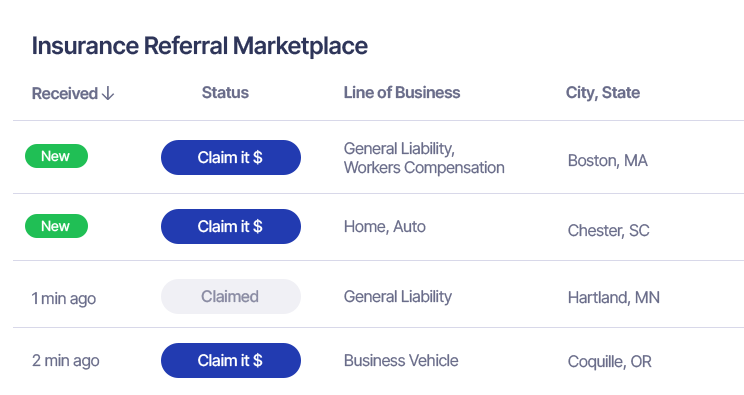 Insurance referral live feed